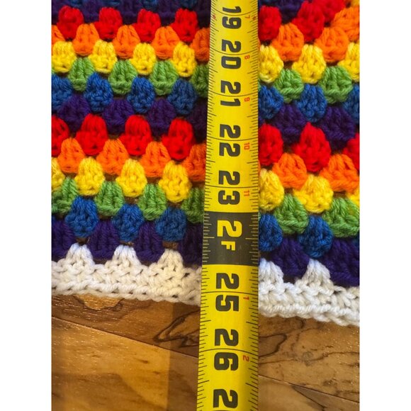 Handmade Rainbow 🌈 Crochet Granny Square Blanket – 25x25” Vibrant Throw / Baby - Picture 8 of 8
